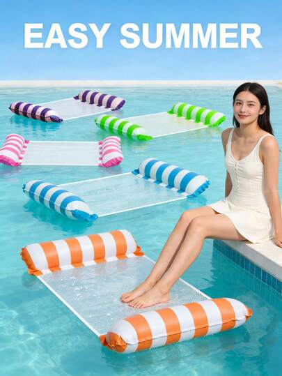 1pc Inflatable Water Hammock Lounger, Adult Summer Pool And Beach Floating Accessory, Party Use, Perfect Summer Gift, Swimming Pool Raft Floating Lounger For Adult Vacation Fun And Relaxation, Pool Inflatable, Beach Essentials, Pool Float