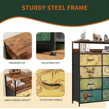 Tall 8 Drawer Chest With Double Shelves Large Storage For Bedroom Home - Retro Prints - View 4