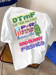 波多黎各兔子 "DtMF" 趣味青蛙獨特印花，獨一無二客製化，100%純棉女款寬鬆T恤，夏季服飾，大尺碼夏季上衣，K-Pop戰士系列，純棉上衣，女裝，女款夏季穿搭，針織衫，派對穿搭，大尺碼女裝，大尺碼女款圓領寬鬆上衣，閨蜜穿搭，度假穿搭，休閒運動服，女款運動服 - 白色4 - 查看 5