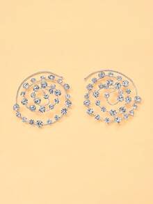 STONEFANS 2pcs Spiral Geometric Round Hoop Earrings, Exaggerated Design, Fashionable Party Wear - Geometry - View 10