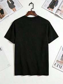 Camiseta con Estampado Gráfico Divertido de Calvo - Manga Corta, Cuello Redondo, para Fiestas, Deportes y Uso Casual - Ideal para Cumpleaños, Amigos y Ocasiones Especiales - Negro - Ver 2