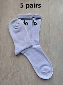 1/3 Pairs Women's Minimalist Letter Print Sports Mid-Calf Socks, Multi-Functional Design, Suitable For Yoga, Running, Basketball, All Seasons. - Multicolor - View 10