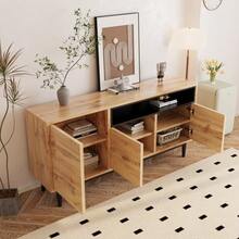 Modern Wooden Sideboard With Three Doors And Shelves, 160 X 35 X 76 Cm, Easy Assembly, Space-Saving Design, Robust And Reliable - Natural Wood - View 7