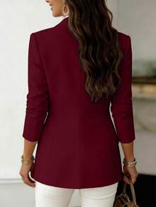 Women's Regular Fit Pink Blazer Jacket, Collared Long Sleeve Design, Lightweight For Work Or Casual Wear - Red - View 3