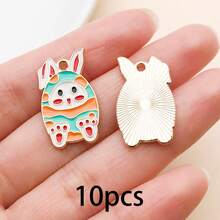 10/20Pcs Easter Enamel Charms Bulk, Colorful Bunny & Egg Pendants For Jewelry Making, DIY Bracelet Necklace Keychain Supplies - Multicolor - View 15