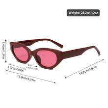 1Pair Women New Wine Red Cat Eye ,  Ins Fashion Decorative Shades, All-Match Daily Eyewear For Summer Beach Outdoor - 酒紅色 - 查看 5