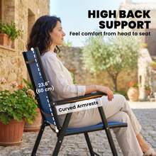 Outsunny Folding Patio Chairs Set Of 2, Outdoor Dining Chairs With High Back, Breathable Mesh Seat, Armrests, Steel Frame Outdoor Chair Set For Lawn, Garden, Deck, Balcony, Blue - Blue - View 3