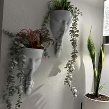 Wall-Mounted Face Planter, Unique Human Head Succulent Hanging Pot, Creative Plastic Wall Decor, Suitable For Indoor Plants, Abstract "Shh" Design, Suitable For Living Room, Bedroom And Office - A - View 4