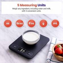 Food Kitchen Scale, Digital Mechanical Weighing Scale, Grams And Ounces Weight Loss, Baking, Cooking, Keto And Meal Prep, Packages, Liquids, Jewelry, LCD Display, Medium, Black - 午夜黑 - 查看 3