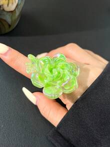 可调节哥特式超大玫瑰戒指，黑/红树脂材质，朋克暗黑风格饰品，适合时尚派对 - 多色B - 查看 14