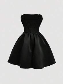 MOD Vestido corto para mujer con lazo rojo en el lateral, vestido de graduación blanco - Negro - Ver 5