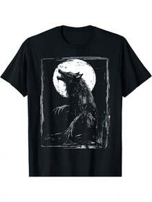 Horror Werewolf Head Halloween Mythology Wolf Shifter Lycan T-Shirt - 黑色 - 查看 1