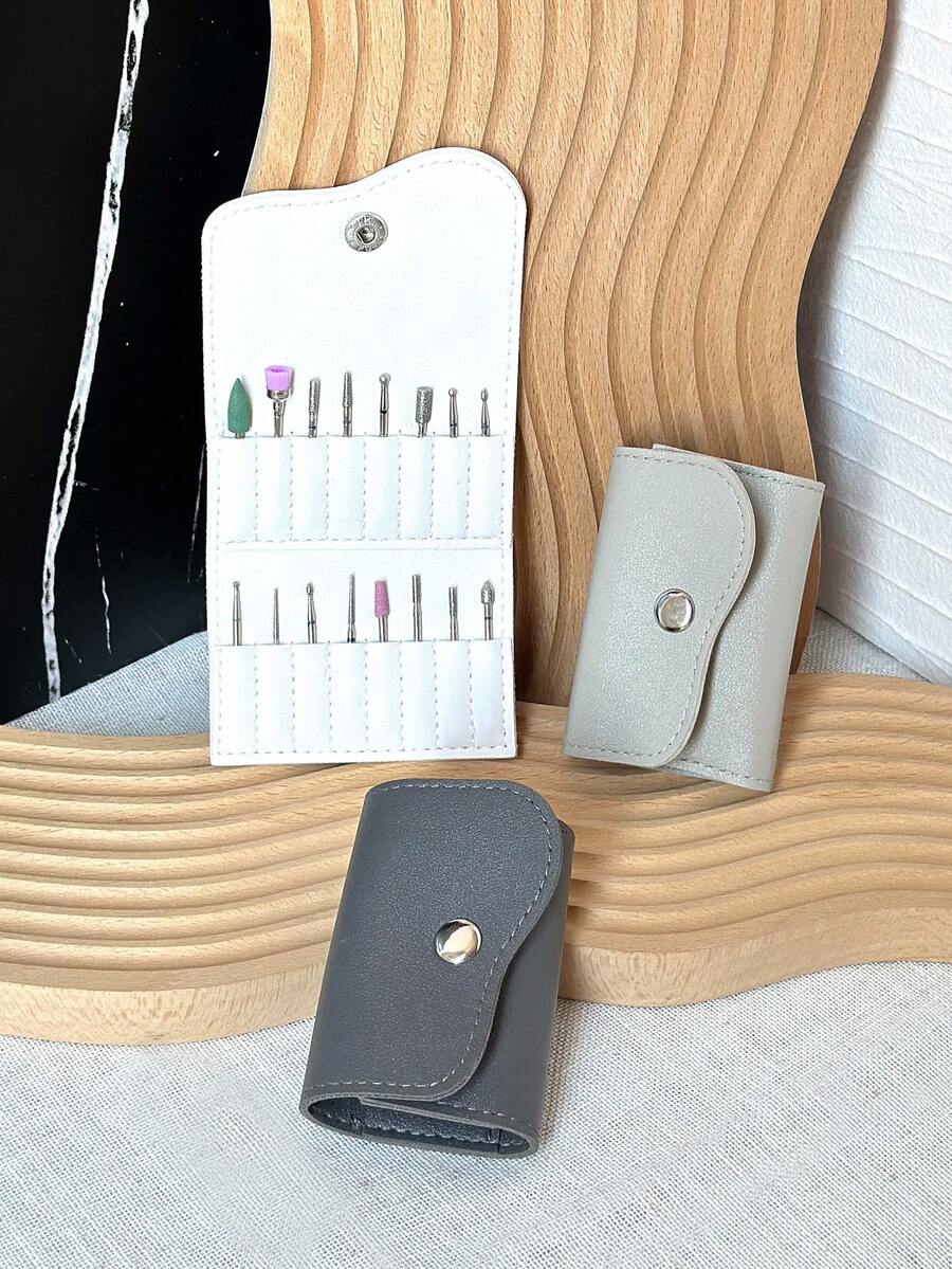 1pc Manicure Sanding Head Storage Bag, PU Nail Care Tool Organizer, Sanding Head Protective Case, Nail Art Accessory Storage Pouch - Multicolor - View 1