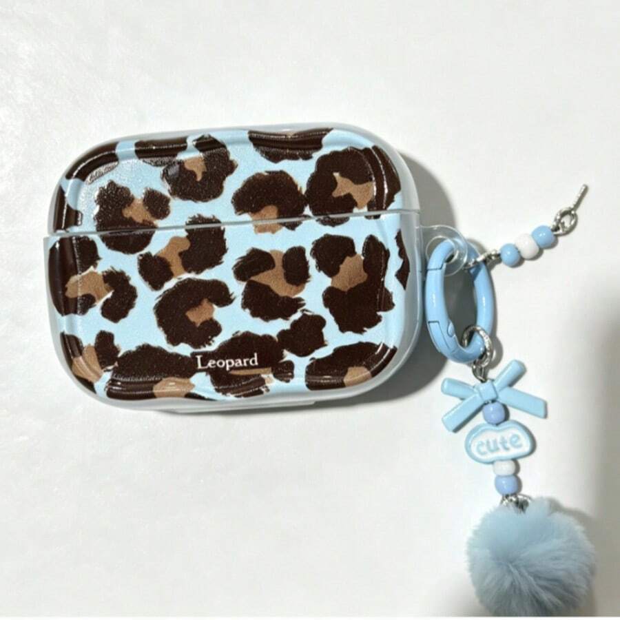 Ốp bảo vệ họa tiết da báo tương thích với tai nghe Bluetooth Apple 4, Pro 2, 3, 1/2. - Màu xanh nhạt - Xem 1