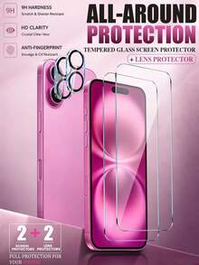 MIGAE 4-In-1 Tempered Glass Screen Protector, Includes Rear Camera Lens Protector, Compatible With IPhone 18 Pro/18 Pro Max/17/16/15/14/13/12/11 Pro Max, Includes 2pcs Clear Front Camera Glass Protector And 2pcs Camera Lens Protector - Clear - View 10