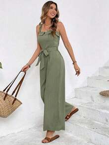 Frenchy Mono sin mangas de moda para mujer, adecuado para el verano - Verde - Ver 11