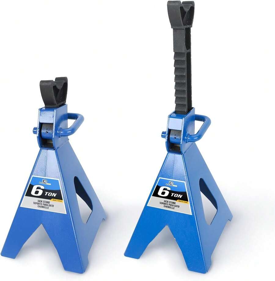 Six Ton Heavy Duty Car Jack Stands Set, Double Locking Adjustable Height Support Stand Organizer, Auto Vehicle Maintenance Lift Tool Base For Car SUV Pickup Truck Repair, Industrial Style, Black, One Pair - 3噸 - 查看 1