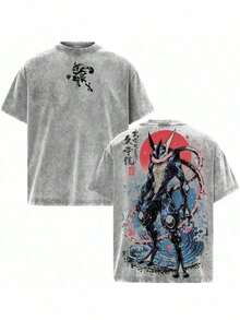 Local Warehouse Items Women's Clothespokemon Officially Licensed  T-Shirt With Greninja Print In Ukiyo-E Style.100% Cotton, Unisex, American Street Style, Greninja Shirt,  Shirt, Anime Shirt, Retro T-Shirt, Women's Summer Wear, Women's Vacation Wear, Tropical Wear, Women's Birthday Wear, Unisex, Exclusively For  Fans, Perfect For Gifting.Motif Women Clothes 100% Pure Cotton Anime T-Shirt, Street  And Playful Style. - Xám - Xem 6