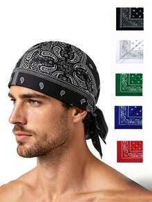 1 chiếc mũ cướp biển họa tiết Paisley unisex, khăn trùm đầu, mũ cướp biển bằng vải co giãn dùng hàng ngày (Kiểu họa tiết ngẫu nhiên) - Nhiều gói - Xem 2