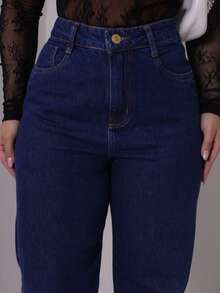 Women's Wide Leg Pants - Comfortable, Casual, Versatile, Stylish, Modern, Blogger Quality - 中等水洗藍 - 查看 5
