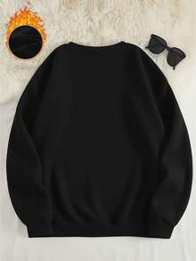 Casual Crew Neck Long Sleeve Sweatshirt With California Bear Print For Women, Blogger Fashion - Cheapest - Black - View 2