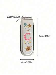 1pc 2-In-1 Foldable Makeup Mirror, Retro Creative Star & Letter Design, Foldable Portable Mini Comb With Mirror, Fashionable Beauty Tool For Travel, Gift, Dual-Use Air Cushion Comb, Scalp Massage Hair Brush, Suitable For Travel And Gift - Multicolor - View 8