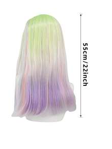anxin Rainbow Ombre Wig With Bangs, Kawaii Style, Macaron Color, Lolita Cosplay, Suitable For Conventions And Daily Wear - Purple Ombre - View 8