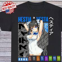 Maglietta Hestia, anime carino DanMachi, maglietta sexy waifu, stile gotico otaku - nero - Visualizzare 1