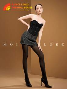 MOIRÉALLURE 女士黑色薄款透明连裤袜（1双装），80克单层薄款时尚经典高腰弹力紧身裤，休闲百搭 - 黑色 - 查看 4