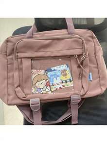 Japanische High School Mädchen JK transparente Tragetasche Rucksack Umhängetasche Schultertasche Ita Tasche große Umhängetasche Damen Ita Tasche - Altrosa - Übersicht 6