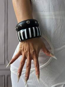 3pcs/Set Charming Resin Wide Chunky Bangle Bracelet Set For Women, Gift For Her - Multicolor - View 15