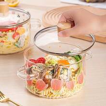 1pc of tulip printed glass soup pot, 1500ml/50.7oz. Made of borosilicate glass, Suitable for gas stoves, portable stoves, cartridge stoves, electric ceramic stoves, not suitable for induction cooktops, portable small pot, double-handled glass pot - Übersicht 11