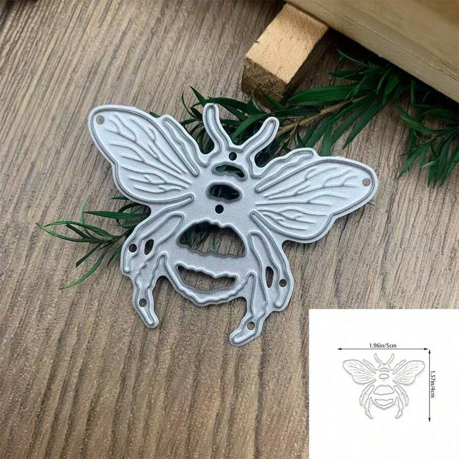蜜蜂形状金属切割模具,适用于DIY剪贴簿相册、印章、纸卡、压花装饰和工艺品制作 - 銀色 - 查看 1