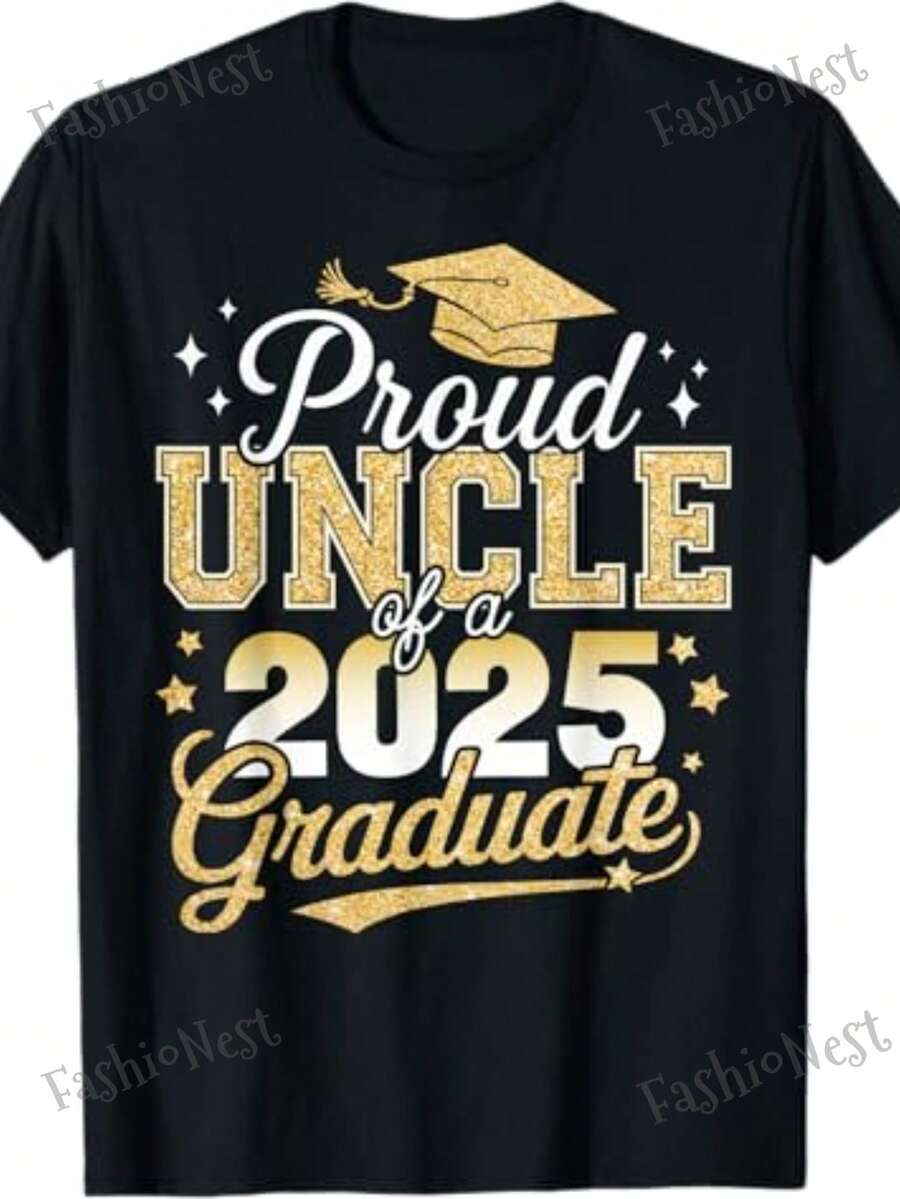T-Shirt For Family Members Of The Class Of 2026 - Proud Uncle/Brother T-Shirt For A Class Of 2026 Graduate - 100% Cotton, Comfortable Fit, Crew Neck, Short Sleeve - Unisex Sizes For Men And Women - Graduation Celebration Apparel - 灰色 - 查看 1