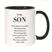 [Envío en 24 horas dentro de México]Taza con doble impresión: Una encantadora taza de café de cerámica para un hijo, que celebra el vínculo de cariño con papá o mamá.Esta taza de 11 onzas presenta un diseño lleno de orgullo y cariño, lo que la convierte en un regalo perfecto para ocasiones familiares como cumpleaños y Navidad. - 3 - Ver 4