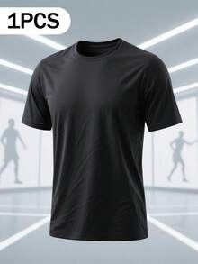 XCGV JK Men's Casual Short Sleeve Crew Neck T-Shirt, Everyday Wear T-Shirt, Gift For Boyfriend, For Going Out, For Friends, Short Sleeve Crew Neck T-Shirt - 黑色 - 查看 2