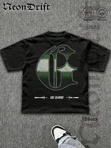 Men's NeonDrift Double-Sided Print T-Shirt, Short Sleeve Men's T-Shirt, 100% Cotton, Soft And Skin-Friendly, Unisex Style, Gifts For Spring Festival, Valentine's Day, St. Patrick's Day And World Cup -- Godspeed Drift Car Graphic T-Shirt, Urban Style, Vintage Racing Print, Breathable Cotton Casual T-Shirt For Car Enthusiasts And Urban Style Lovers. - 黑色 5 - 查看 3
