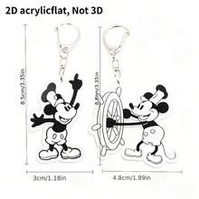 平面2D壓克力鑰匙圈 2入組 (非3D) 適合鑰匙或包包，節慶禮物配件吊飾，可用於汽車、後背包、錢包與包包裝飾，耐用材質、表面光滑 - 彩色 - 查看 8