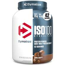 Dymatize ISO100 Whey Protein Powder Isolate, Gourmet Vanilla, 25g Of Protein, 5.5g BCAAs, Less Than 120 Cal., Gluten Free, 1g Fat, 1g Sugar, 2g Carb (20 Servings) - Chocolate - View 12