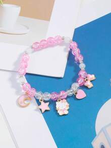 SANRIO 极简可爱甜美卡哇伊多巴胺主题三丽鸥KT猫、星星、月亮吊坠手链，日韩风格 - 彩色 - 查看 3