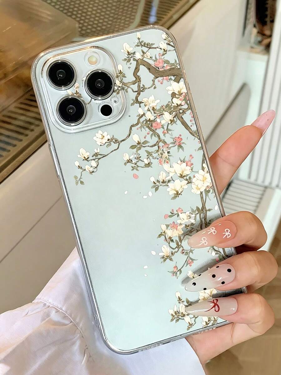 Fashionable Floral Pattern Transparent Shockproof Anti-Slip Durable TPU Phone Case, Suitable For IPhone17/17Pro/17ProMax/16/16Pro/16ProMax/15/15Pro/15ProMax/14/13/12/11, Waterproof, Shock-Resistant, Scratch-Resistant - Transparent 3 - View 1