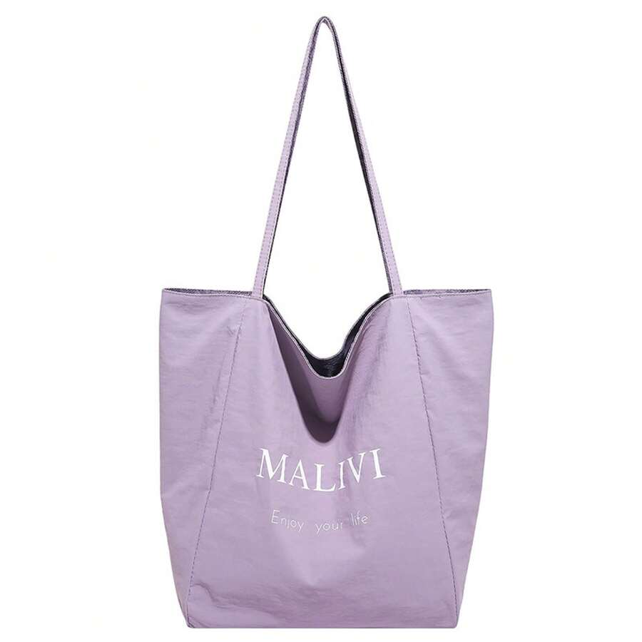 Double-Sided Leopard Canvas Bag New 2025 Design Casual Large-Capacity Ladies Commuter Tote Shoulder Bag - Purple - View 1