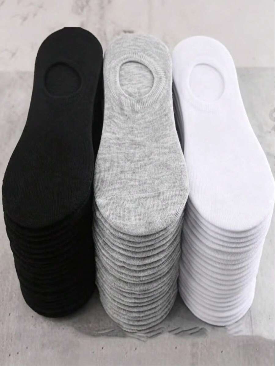 1/3/5/10 Paires de chaussettes invisibles respirantes d'été unisexes - Chaussettes bateau basses fines, évacuant l'humidité et séchant rapidement, combinaison de couleurs unies (Noir/Brun grisâtre/Blanc), design élastique fixe convenant pour un usage décontracté et sportif, tissu respirant évacuant l'humidité - Multicolore - Voir 1