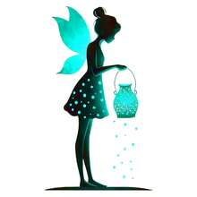 1pc Blue Lantern Fairy Silhouette Glow-In-The-Dark Decorative Sticker, Dreamy Light Point Wall Decal, Self-Adhesive Removable Creative Sticker, Suitable For Home Decor, Glass Decoration, Switch Decoration, Etc. - Blue Lantern Elf - View 9