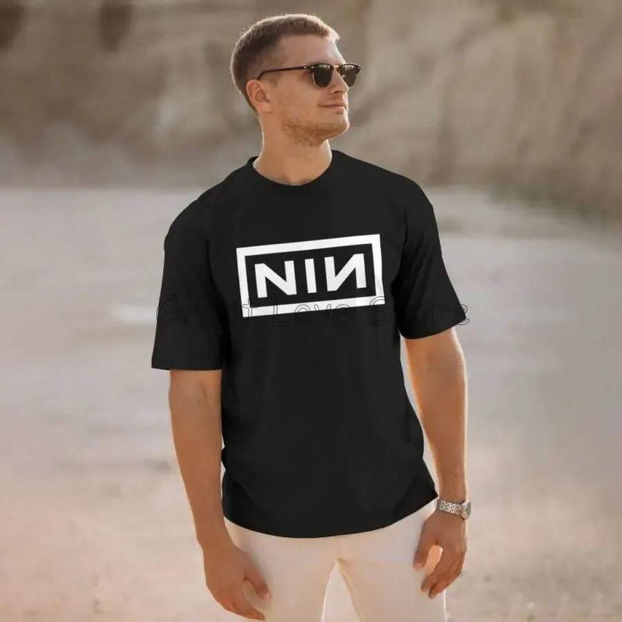 Novelty Nine Inch Nails Men's Crew Neck T-Shirt - 黑色 - 查看 1