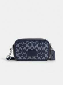 Coach Túi đeo chéo Wyatt 19 Monogram dành cho nam, kiểu dáng thời trang với khóa kéo và dây đeo có thể tháo rời và điều chỉnh được, túi xách nhỏ gọn. - Xanh denim - Xem 7