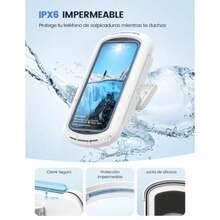 Lamicall Actualizado Soporte Celular Ba?o - [Sonido más Claro y con Altavoz] Rotación de 480 °, Cierre de Bloqueo, Soporte de Pared Impermeable IPX6 para iPhone 17 16 Pro MAX, 4-7" Big Celular - Blanco - Ver 4