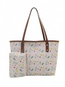 Women's Large Capacity Tote Bag, Student Work Commute Shoulder Handbag - White - View 13