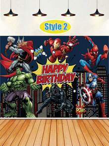 Marvel 漫威主題生日背景布，有6種不同款式可供選擇。它具有經典印花，如復仇者聯盟團體圖像和蜘蛛人。高解析度噴繪色彩鮮豔，材質光滑耐用，讓您輕鬆營造沉浸式的超級英雄派對氛圍。 - 多款 - 查看 17