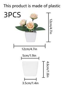 Vaso de 3/4 com 12 cm (4,7 polegadas) de altura, mini rosa artificial em vaso, decoração para sala de estar, quarto, banheiro, estante, enfeite delicado para casamento, mesa e decoração em geral. - Multicolorido - Ver 14